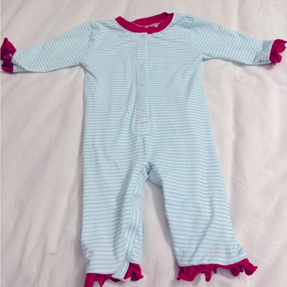 Sweet Southern Smocks. NB. Blue/Red Ruffle Pajama. - Picture 2 of 3